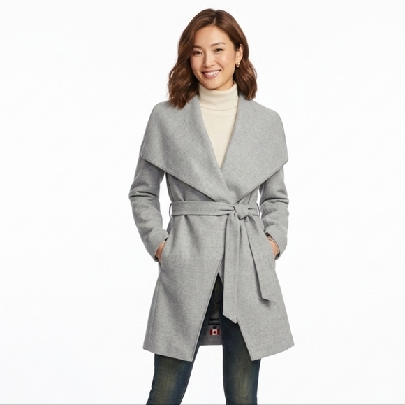 le chateau Jackets & Blazers - Le Château Light Grey Waterfall Wrap Coat – Made in Canada Size L